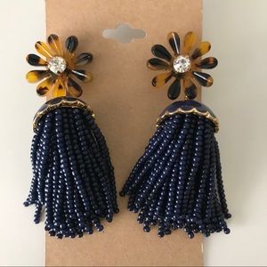 J. Crew Navy Beaded Drop Earrings